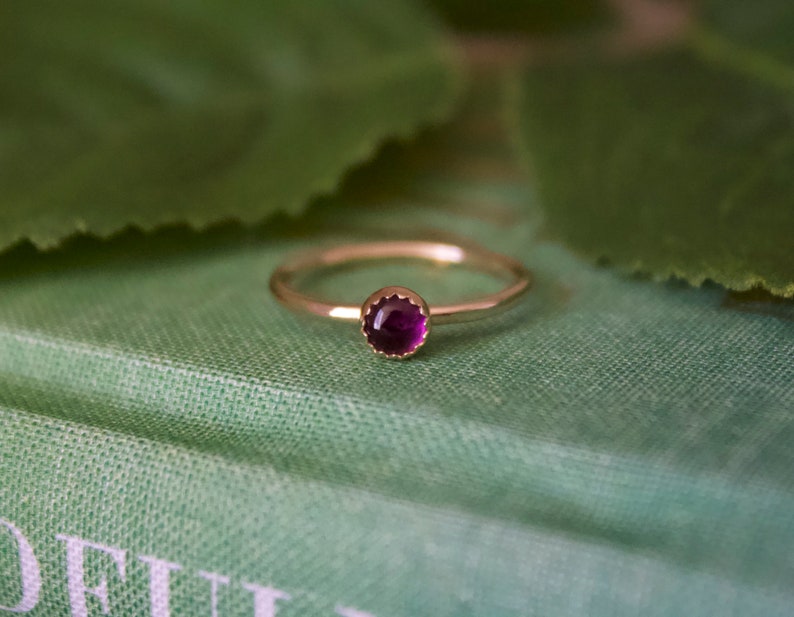 Amethyst Ring/14k gold filled stacking amethyst ring /Stackable/ Handmade/ Thin/ Dainty/ Minimalist Delicate Gold Filled Rings/ amethyst image 4