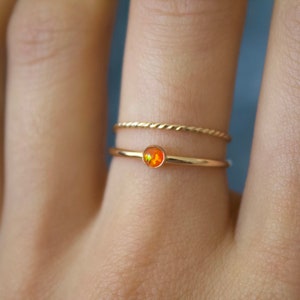 Opal ring/ Minimalist Ring/14k gold filled stacking opal ring/ Fire Opal/ Dainty/ Sterling Silver Opal Ring/ Fire Lab Grown Kyocera opals image 4