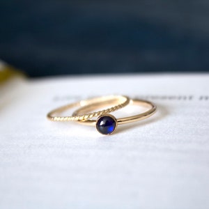 Sapphire Ring / gold filled stacking sapphire ring set /Stackable/ Dainty/ Sterling Silver sapphire ring set/ September birthstone ring image 5