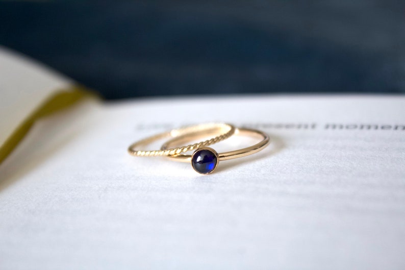 Sapphire Ring / gold filled stacking sapphire ring set /Stackable/ Dainty/ Sterling Silver sapphire ring set/ September birthstone ring image 5