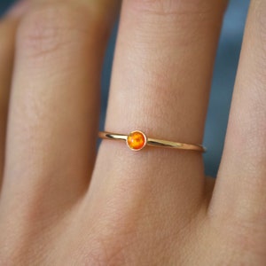 Opal ring/ Minimalist Ring/14k gold filled stacking opal ring/ Fire Opal/ Dainty/ Sterling Silver Opal Ring/ Fire Lab Grown Kyocera opals image 9