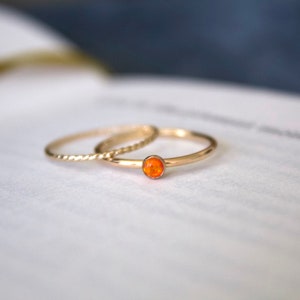 Opal ring/ Minimalist Ring/14k gold filled stacking opal ring/ Fire Opal/ Dainty/ Sterling Silver Opal Ring/ Fire Lab Grown Kyocera opals image 3