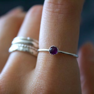 Amethyst Ring/14k gold filled stacking amethyst ring /Stackable/ Handmade/ Thin/ Dainty/ Minimalist Delicate Gold Filled Rings/ amethyst image 3