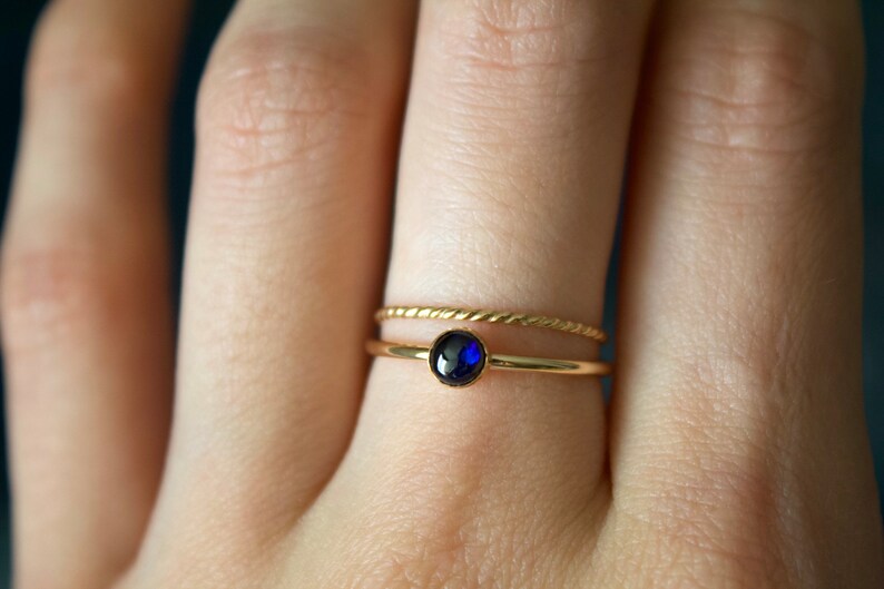 Sapphire Ring / gold filled stacking sapphire ring set /Stackable/ Dainty/ Sterling Silver sapphire ring set/ September birthstone ring image 3