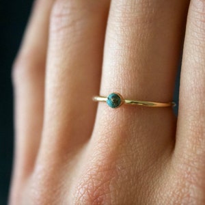 Blue Copper Turquoise ring/ 14k gold filled stacking turquoise ring/ Stackable/ Dainty/ Minimalist Gold Filled Rings/ Turquoise Ring image 5