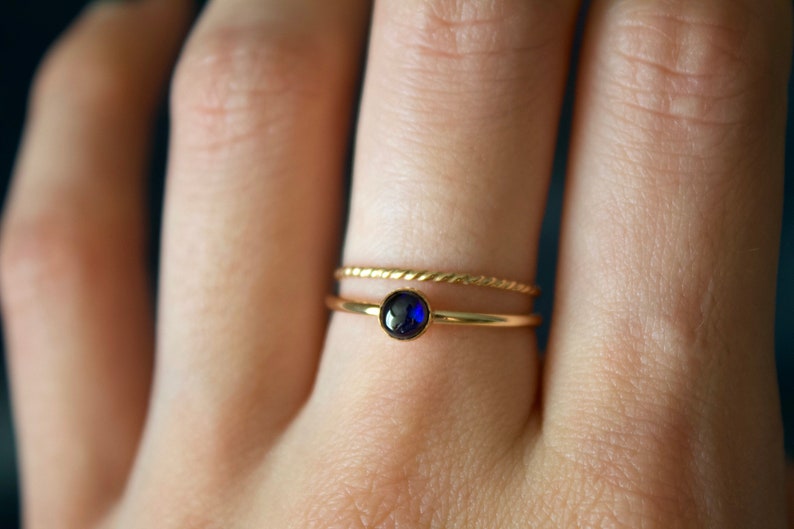 Sapphire Ring / gold filled stacking sapphire ring set /Stackable/ Dainty/ Sterling Silver sapphire ring set/ September birthstone ring image 9