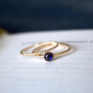 Sapphire Ring / gold filled stacking sapphire ring set /Stackable/ Dainty/ Sterling Silver sapphire ring set/ September birthstone ring image 8