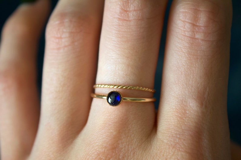 Sapphire Ring / gold filled stacking sapphire ring set /Stackable/ Dainty/ Sterling Silver sapphire ring set/ September birthstone ring image 1