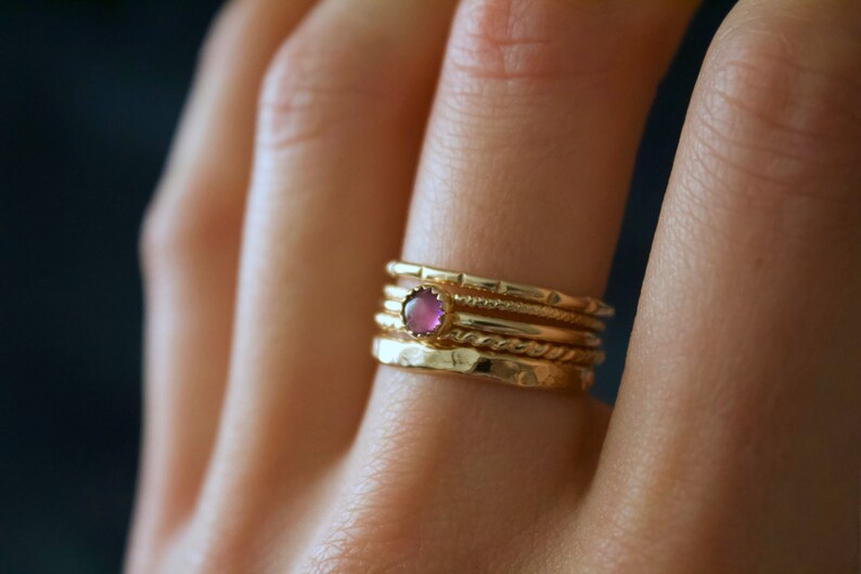 Amethyst Ring/14k gold filled stacking amethyst ring /Stackable/ Handmade/ Thin/ Dainty/ Minimalist Delicate Gold Filled Rings/ amethyst image 8