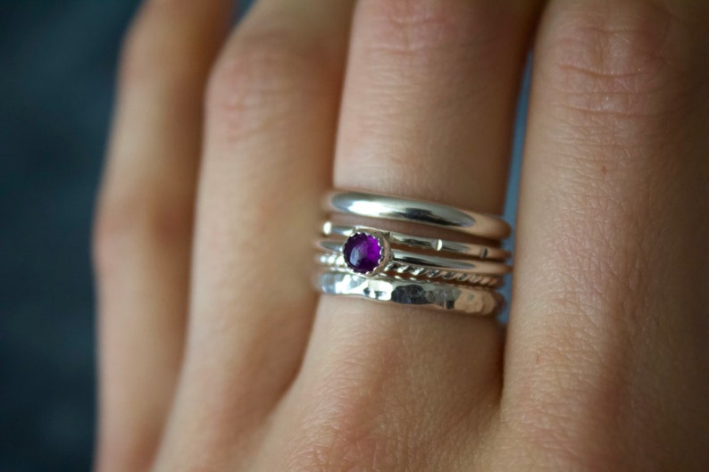 Amethyst Ring/14k gold filled stacking amethyst ring /Stackable/ Handmade/ Thin/ Dainty/ Minimalist Delicate Gold Filled Rings/ amethyst image 6