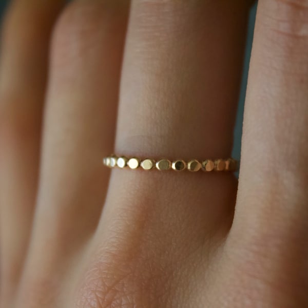 Flat Beaded Ring/ Gold Filled Ring/ 14k Gold Filled Stacking Ring/ Midi Rings/ Dainty Dot Ring/ Minimalist Ring/ Flat Dot Ring