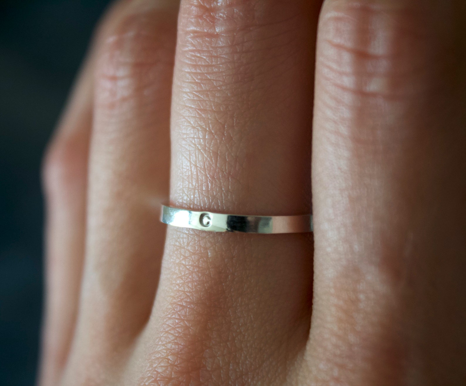 Initial Stamped Ring/ Personalized Ring/ Custom Hand Stamped Ring/ Gold ...