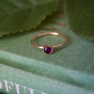 Amethyst Ring/14k gold filled stacking amethyst ring /Stackable/ Handmade/ Thin/ Dainty/ Minimalist Delicate Gold Filled Rings/ amethyst image 2