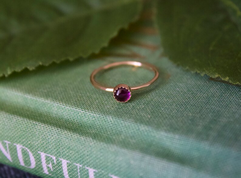 Amethyst Ring/14k gold filled stacking amethyst ring /Stackable/ Handmade/ Thin/ Dainty/ Minimalist Delicate Gold Filled Rings/ amethyst image 2