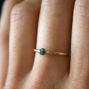 Blue Copper Turquoise ring/ 14k gold filled stacking turquoise ring/ Stackable/ Dainty/ Minimalist Gold Filled Rings/ Turquoise Ring image 2