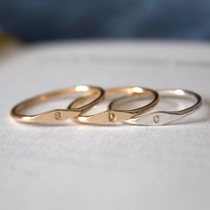 Tiny Signet Ring/ 14k Gold Filled Initial Ring/ Dainty Custom Letter Ring/ Gold Filled Ring/ Stackable Bands/ Personalized Signet Ring