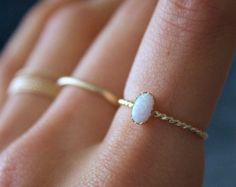Minimalist Ring/14k gold filled stacking opal ring/Stackable/ Handmade/ Thin/ Dainty/ Minimalist Delicate Gold Filled Rings/ opals