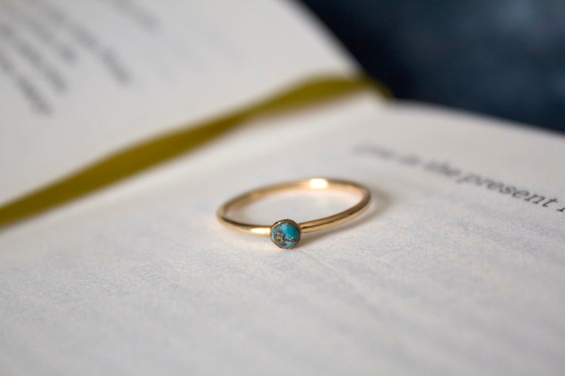 Blue Copper Turquoise ring/ 14k gold filled stacking turquoise ring/ Stackable/ Dainty/ Minimalist Gold Filled Rings/ Turquoise Ring image 6