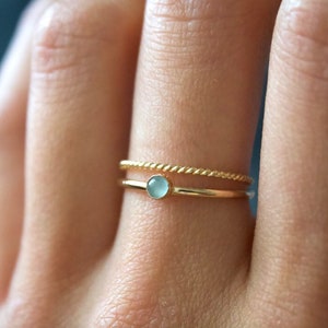Aquamarine Ring Set / 14k gold filled stacking aquamarine ring/ Dainty/ Minimalist Gold Filled Rings/ Silver aquamarine ring set image 7