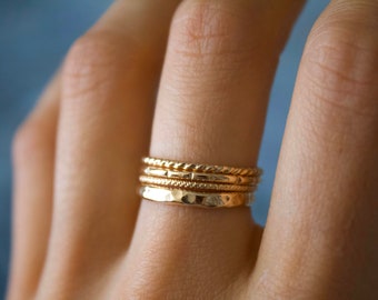 Minimalist Rings/ Stackers/ Stackable bands/ Handmade/ Dianty/ Gold Filled Rings/ Vegan Jewelry/ Unisex/ Hammered Band/ Texture Ring