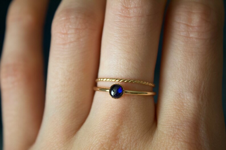 Sapphire Ring / gold filled stacking sapphire ring set /Stackable/ Dainty/ Sterling Silver sapphire ring set/ September birthstone ring image 7