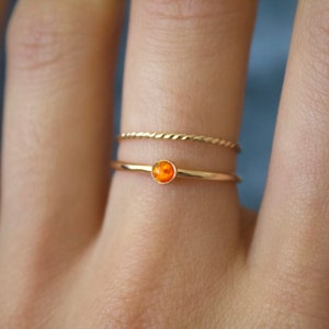 Opal ring/ Minimalist Ring/14k gold filled stacking opal ring/ Fire Opal/ Dainty/ Sterling Silver Opal Ring/ Fire Lab Grown Kyocera opals image 8