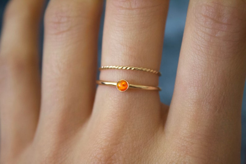 Opal ring/ Minimalist Ring/14k gold filled stacking opal ring/ Fire Opal/ Dainty/ Sterling Silver Opal Ring/ Fire Lab Grown Kyocera opals image 8