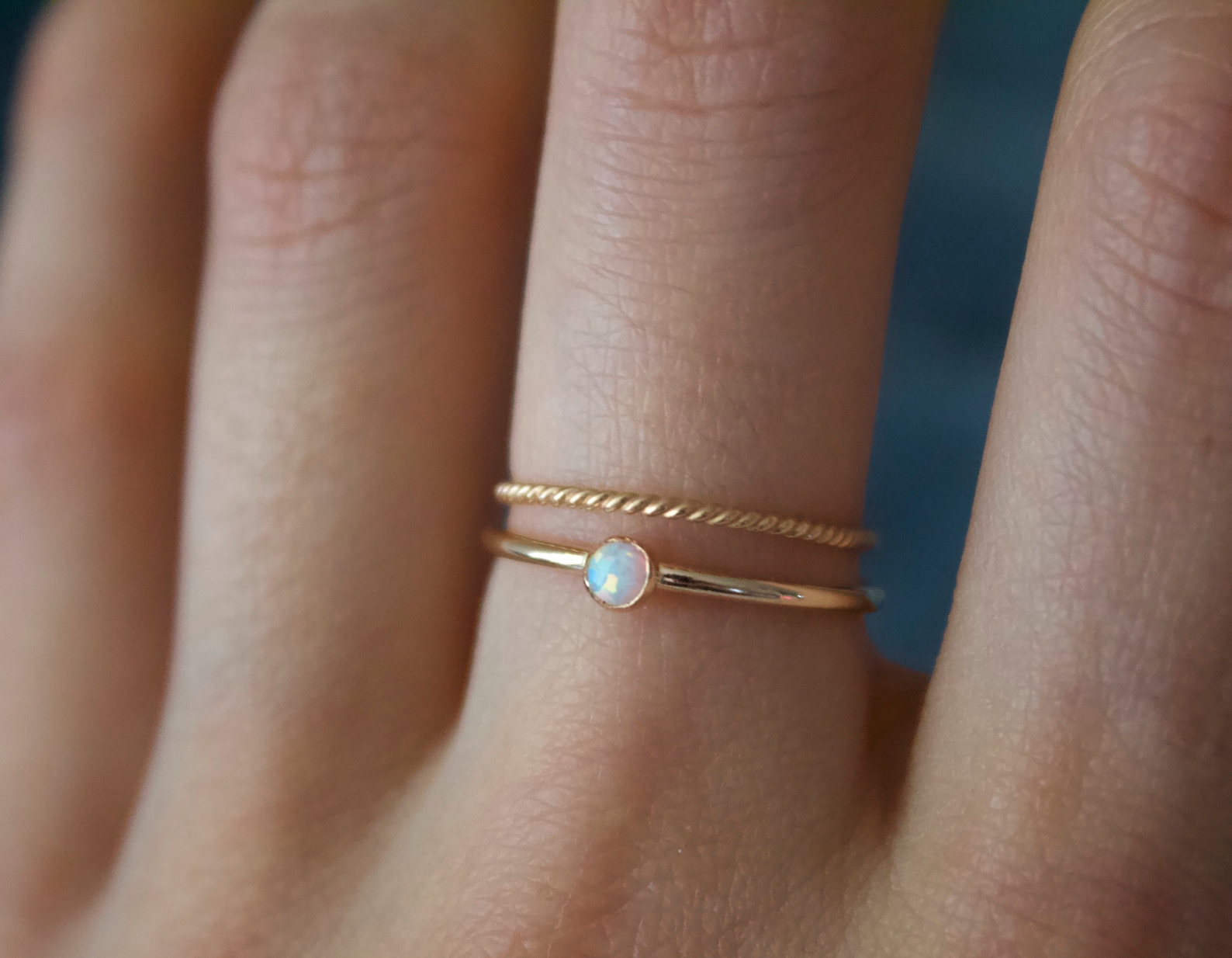 Minimalist Ring Set/14k Gold Filled Stacking Opal Ring Etsy