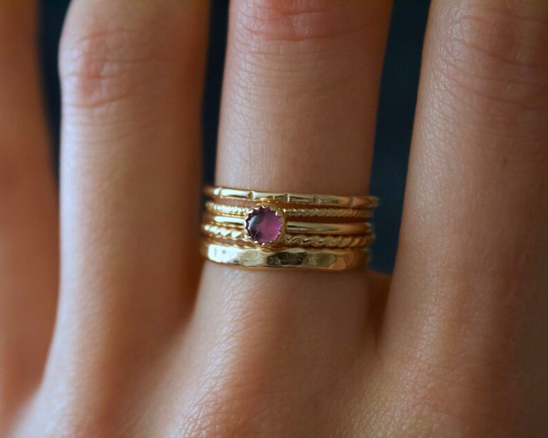 Amethyst Ring/14k gold filled stacking amethyst ring /Stackable/ Handmade/ Thin/ Dainty/ Minimalist Delicate Gold Filled Rings/ amethyst image 5