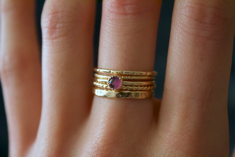 Amethyst Ring/14k gold filled stacking amethyst ring /Stackable/ Handmade/ Thin/ Dainty/ Minimalist Delicate Gold Filled Rings/ amethyst image 7