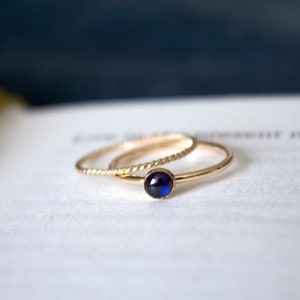 Sapphire Ring / gold filled stacking sapphire ring set /Stackable/ Dainty/ Sterling Silver sapphire ring set/ September birthstone ring image 2