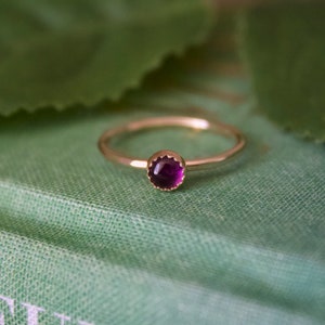 Amethyst Ring/14k gold filled stacking amethyst ring /Stackable/ Handmade/ Thin/ Dainty/ Minimalist Delicate Gold Filled Rings/ amethyst image 1