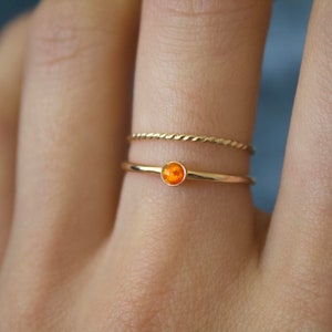 Opal ring/ Minimalist Ring/14k gold filled stacking opal ring/ Fire Opal/ Dainty/ Sterling Silver Opal Ring/ Fire Lab Grown Kyocera opals image 5