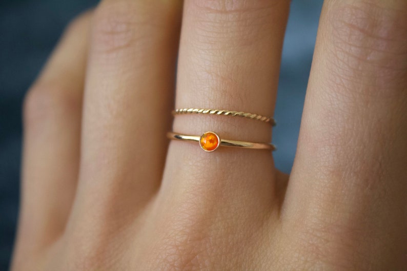 Opal ring/ Minimalist Ring/14k gold filled stacking opal ring/ Fire Opal/ Dainty/ Sterling Silver Opal Ring/ Fire Lab Grown Kyocera opals image 5