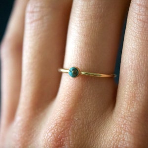 Blue Copper Turquoise ring/ 14k gold filled stacking turquoise ring/ Stackable/ Dainty/ Minimalist Gold Filled Rings/ Turquoise Ring image 4