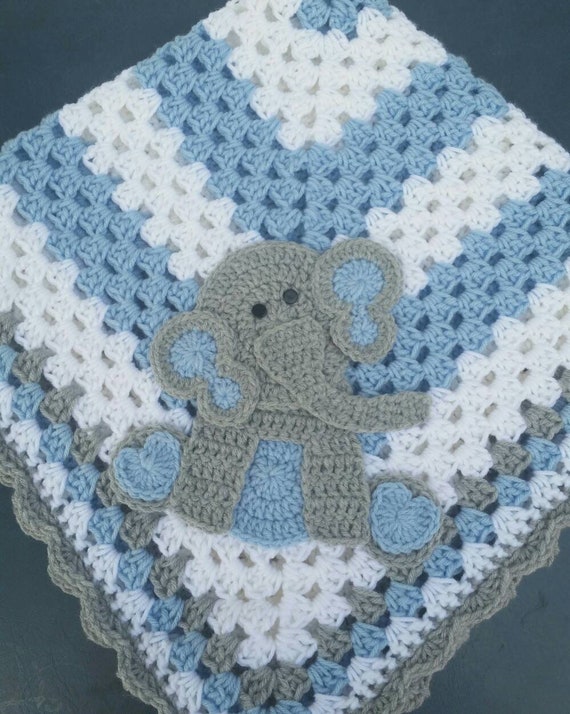 crochet baby blanket with elephant