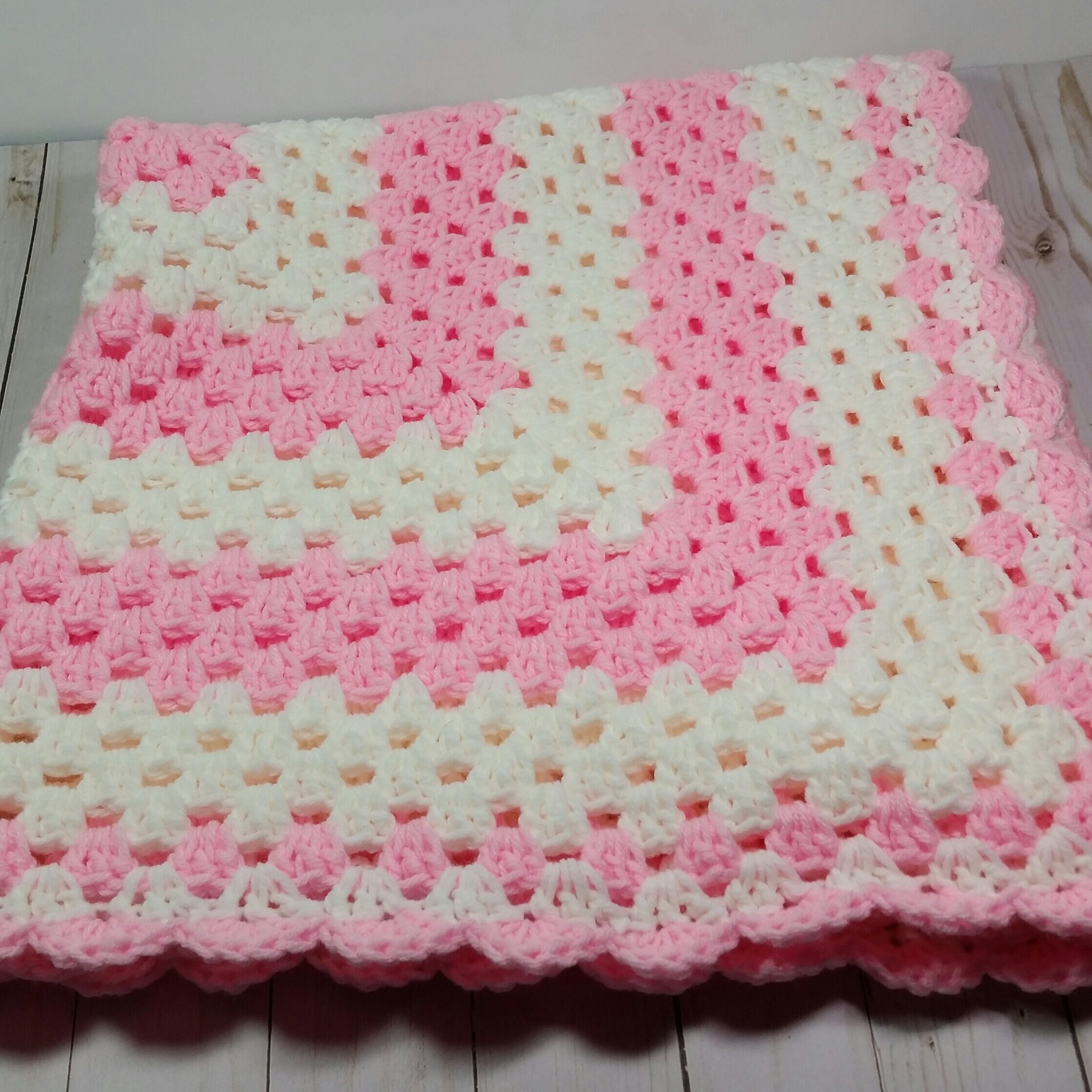 Pink and White Baby Blanket / Crochet Baby Blanket / Baby Etsy Australia