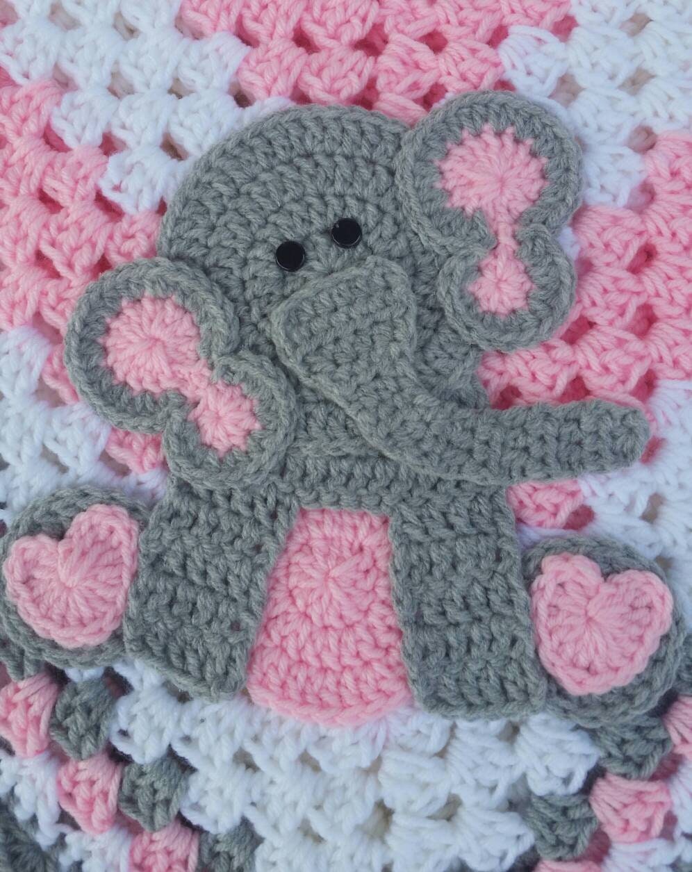 Sitting Elephant Pink and White Baby Blanket / Crochet Baby Etsy Canada