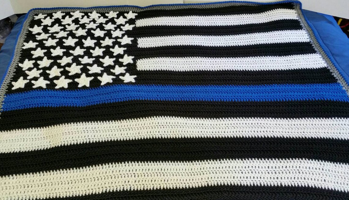 Thin Blue Line Baby Blanket / Police Officer Baby Blanket / Etsy