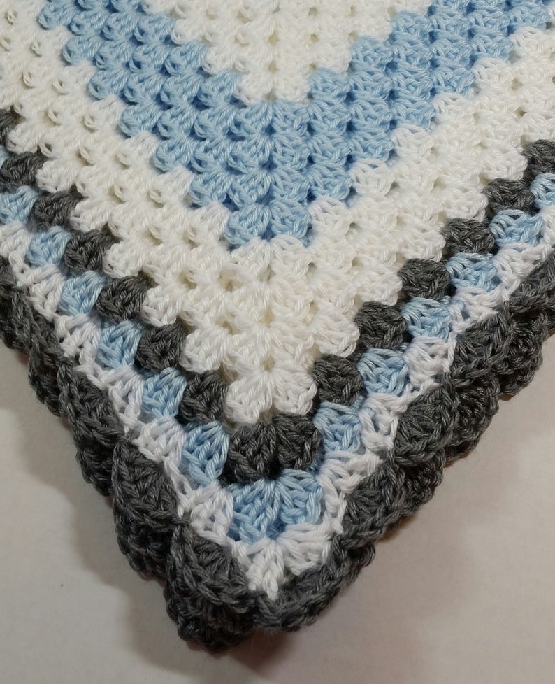 Elephant Blue and White Baby Blanket / Crochet Baby Blanket / Etsy