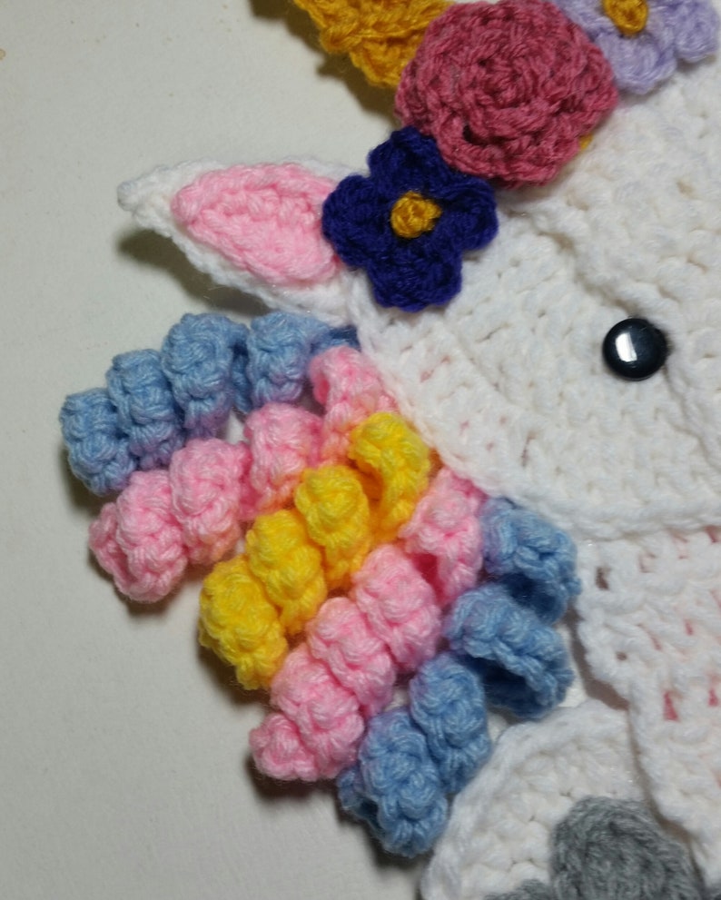 Download Unicorn Applique With Rainbow Mane and Tail / Crochet ...