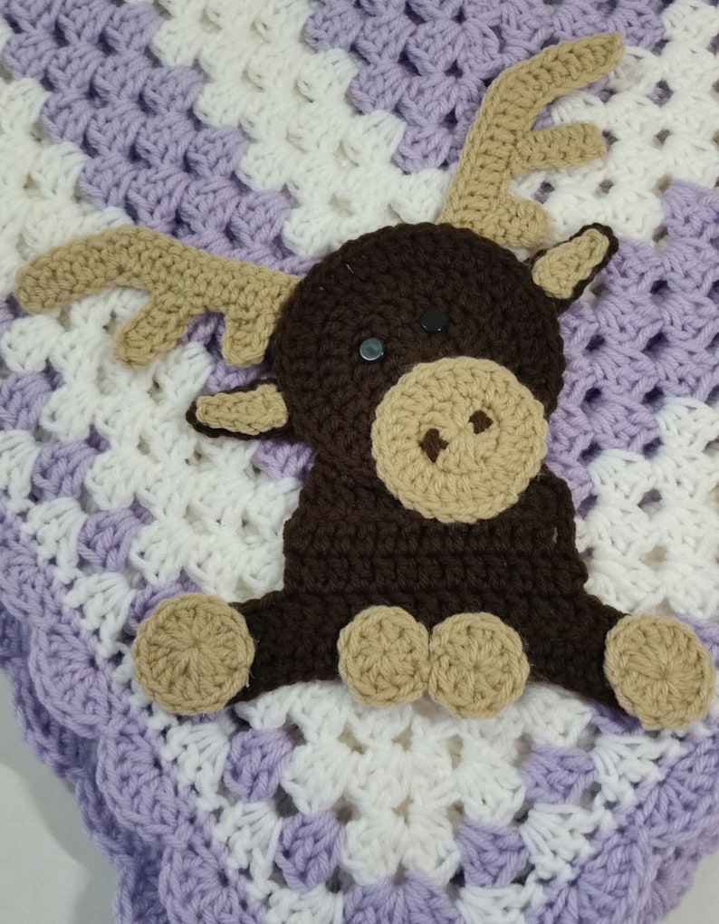 Moose Purple And White Baby Blanket Crochet Baby Blanket Baby Shower Gift For Girl Moose Theme Gift Newborn Blanket Bedding Blankets Throws Sultralineid