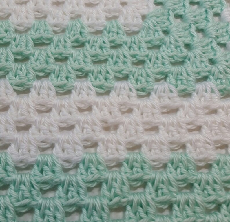 Soft Mint Green White and Grey Baby Blanket / Crocheted Baby Etsy