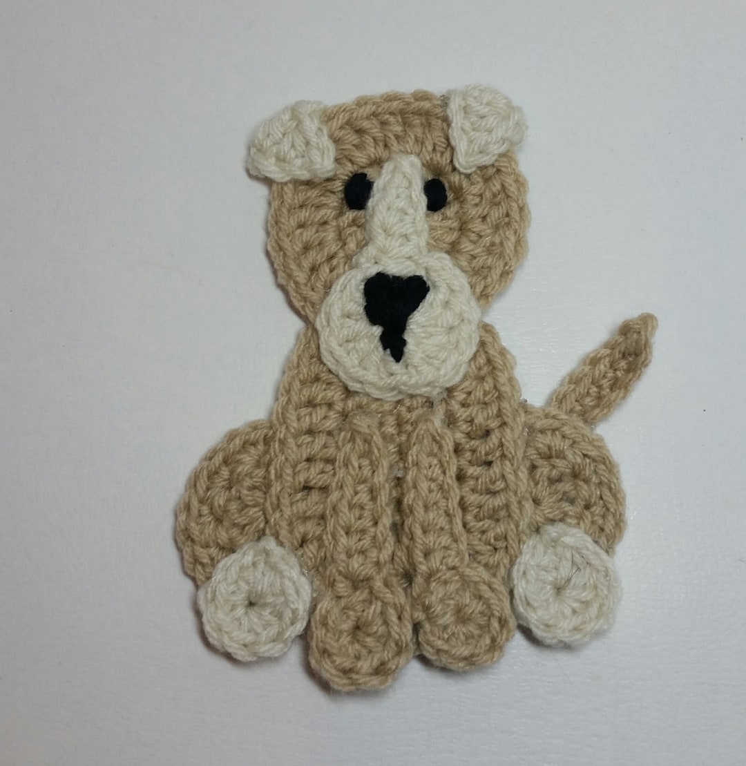 Light Brown Dog Applique / Crochet Dog Applique / Premade Ready to Use