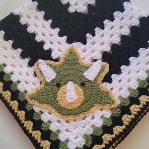 Triceratops Baby Blanket / Crocheted Dinosaur Baby Blanket / Baby Shower Gift For Boy / Dinosaur Theme Gift / Newborn Blanket / 33&quot; x 33&quot;