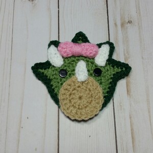 Small Triceratops Head With Bow Applique / Triceratops / Pre-made Ready To Use Applique / Prehistoric Animal / Blanket Applique