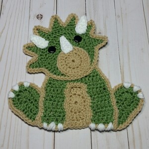 X-Large Triceratops With Tan Applique / Sitting Triceratops / Pre-made Ready To Use Applique / Prehistoric Animal / Blanket Applique