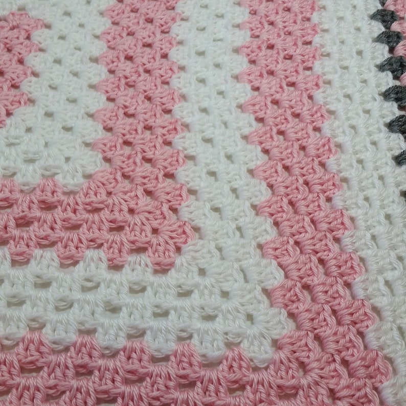 Elephant Pink and White Baby Blanket / Crochet Baby Blanket / Etsy