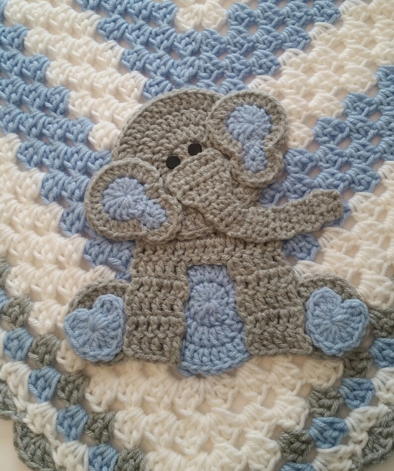 Blue Sitting Elephant Baby Blanket Gift Set / Crochet Baby Etsy