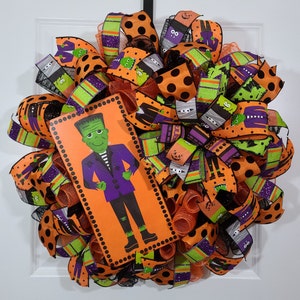 Frankenstein Wreaths, Halloween Wreath For Front Door, Halloween Monster Decor, Halloween Decorations, Halloween Frankenstein Decoration